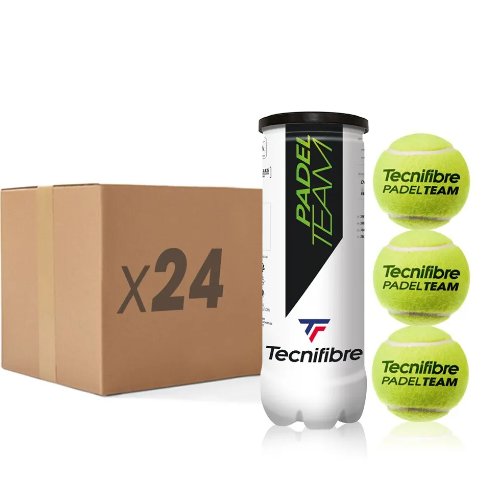 Tecnifibre PADEL TEAM : CARTON DE 24 TUBES DE 3 BALLES DE PADEL