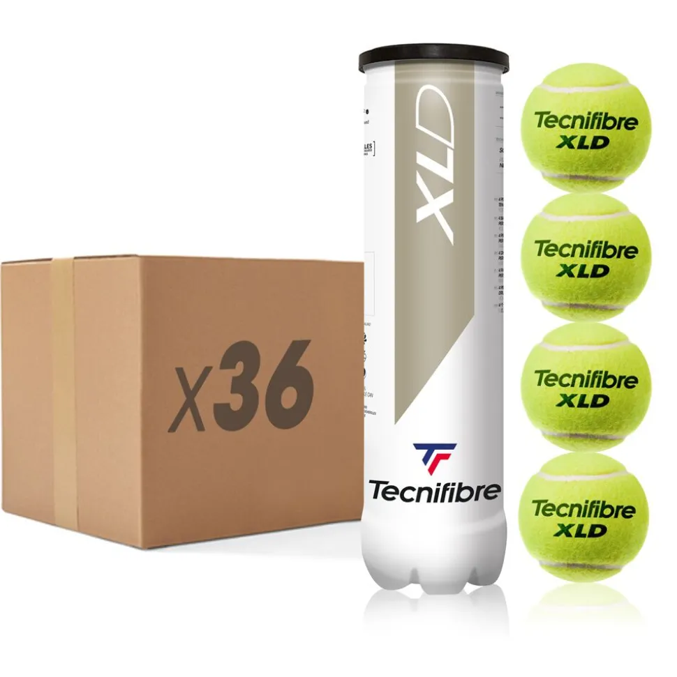 Tecnifibre XLD : CARTON DE 36 TUBES DE 4 BALLES DE TENNIS